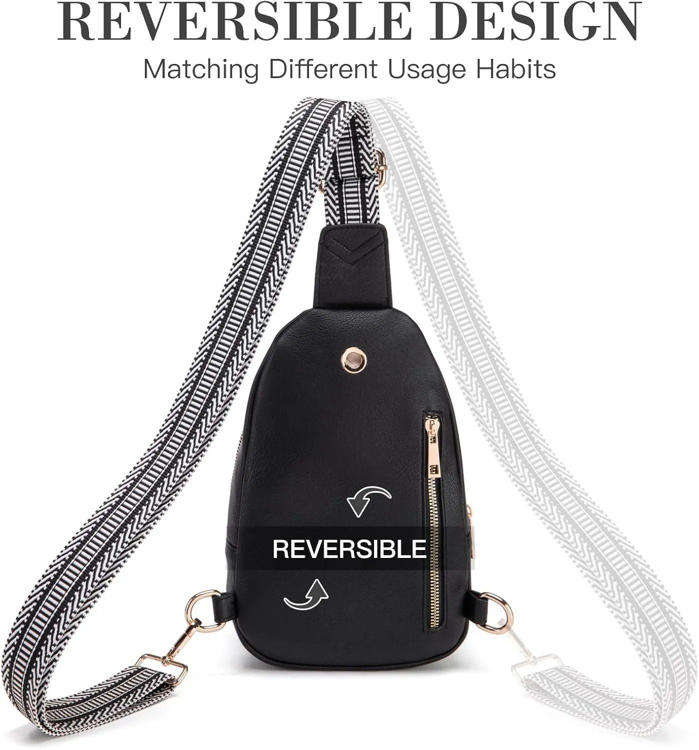 Personalized Gifts for Women Initial Sling Bag PU Leather Crossbody Bags for Women Fanny Pack Cross Body Chest Bag for Travel (Black-A)