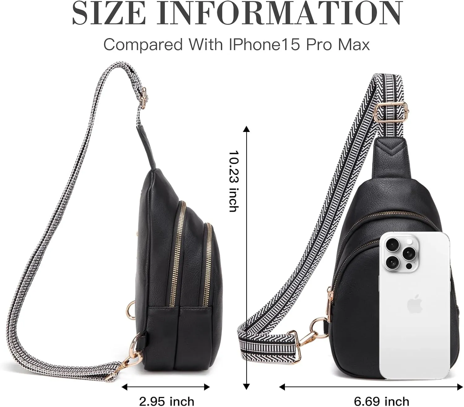 Personalized Gifts for Women Initial Sling Bag PU Leather Crossbody Bags for Women Fanny Pack Cross Body Chest Bag for Travel (Black-A)