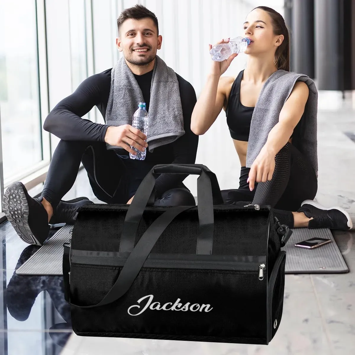 Personalized Gym Duffel Bag for Mens Large Duffel Bags Men Women Travel Duffel Bags Gym Accessories for Men Women Black
