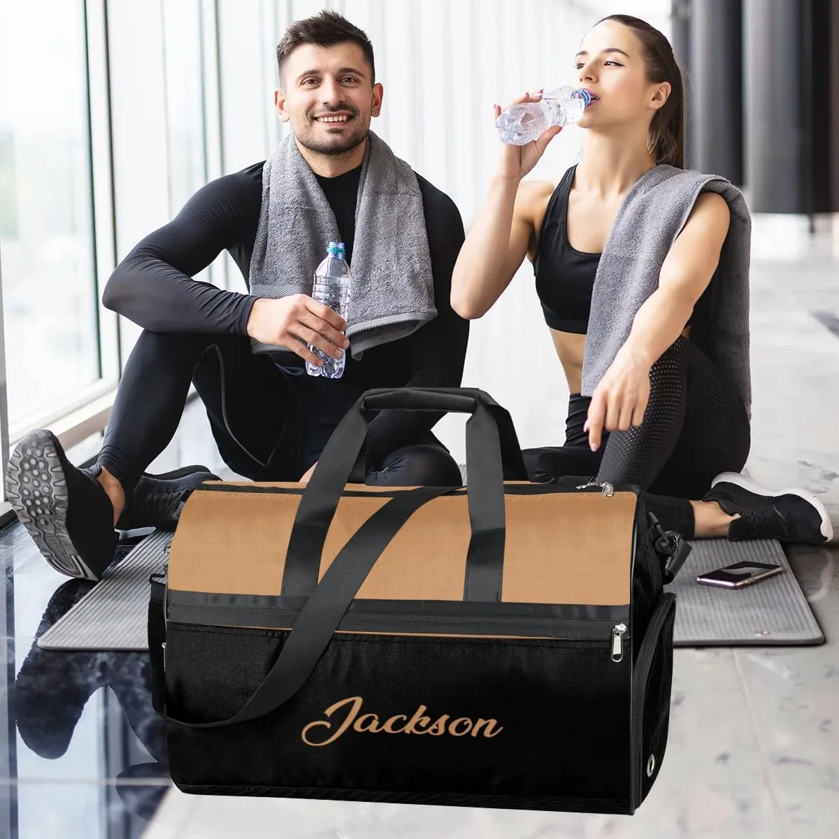 Personalized Gym Duffel Bag for Mens Large Duffel Bags Men Women Travel Duffel Bags Gym Accessories for Men Women Dark Orange