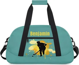 Personalized Kids Duffel Bag,Custom Sport Gym Bag for Boys Girls,Weekender Overnight Bags Travel Duffel Bag,Customized Kids Gift Hockey