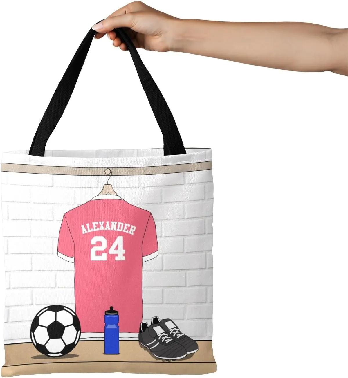 Personalized Name Soccer Sport Player Jersey Navy Handbag Gift Bags Christmas Treat Bags for Holiday Party Gift Bags