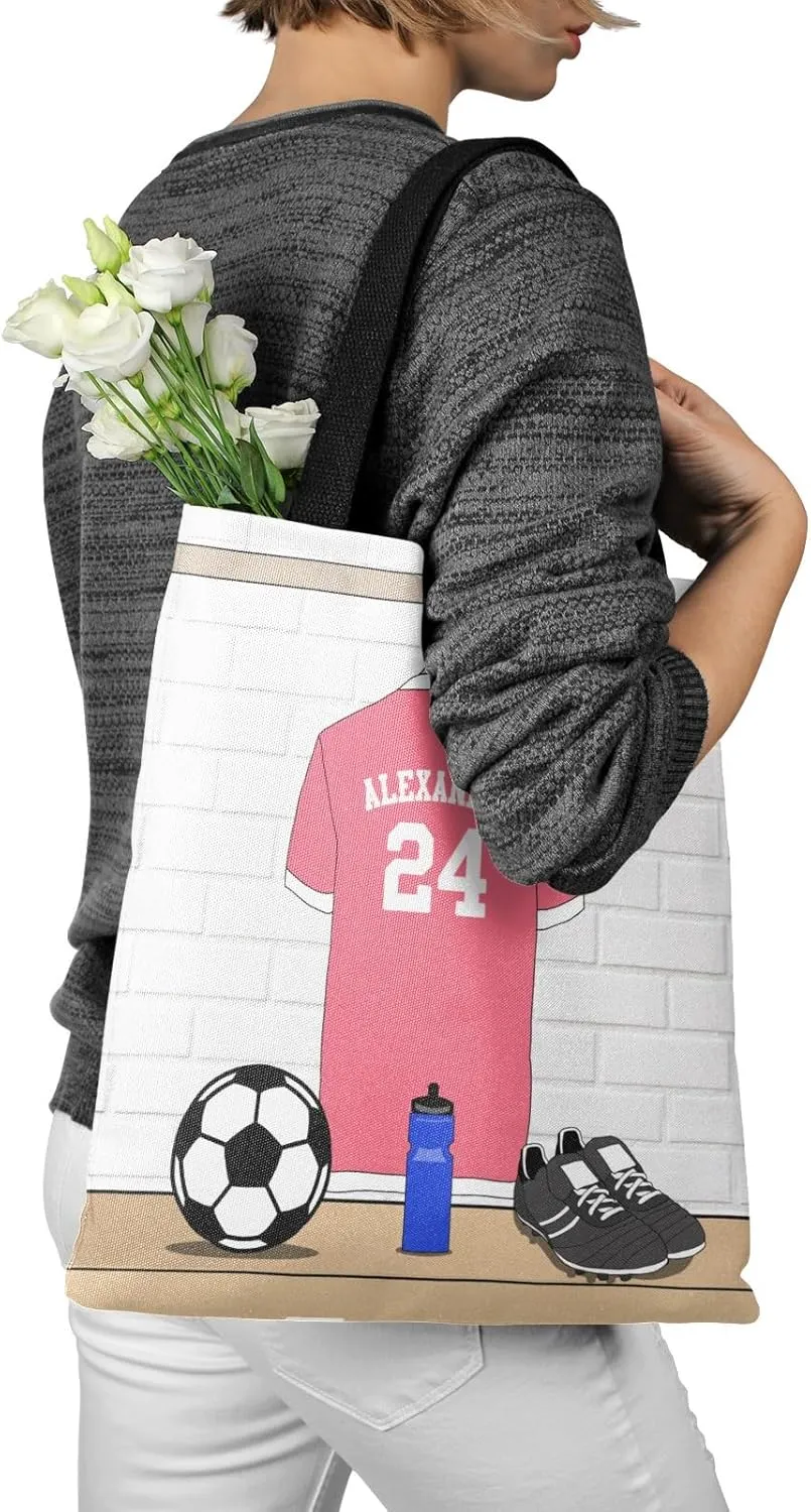 Personalized Name Soccer Sport Player Jersey Navy Handbag Gift Bags Christmas Treat Bags for Holiday Party Gift Bags