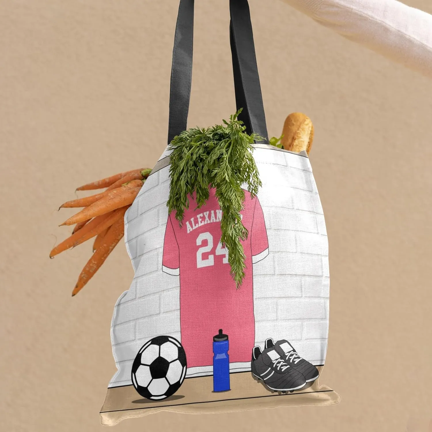 Personalized Name Soccer Sport Player Jersey Navy Handbag Gift Bags Christmas Treat Bags for Holiday Party Gift Bags