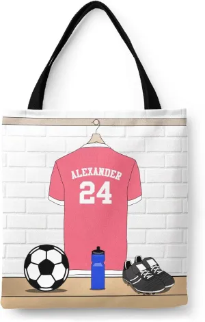 Personalized Name Soccer Sport Player Jersey Navy Handbag Gift Bags Christmas Treat Bags for Holiday Party Gift Bags
