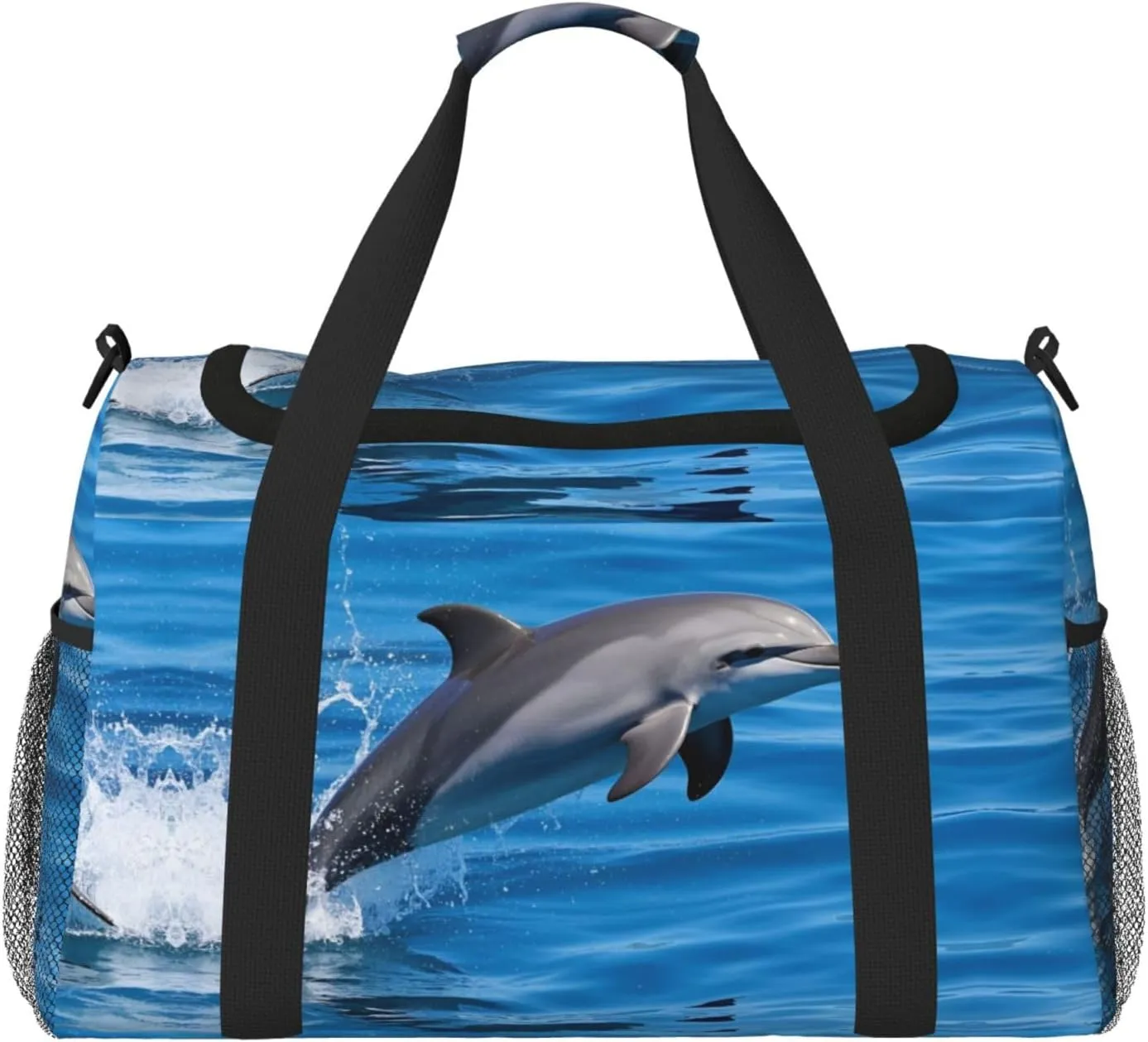 Personalized Sports Duffel Bags Gym Bag Dance Bag, Personalized Custom Travel Duffle Bag Tote Bag, Customized Travel Bag Overnight Weekender Sleepover Bag, Ocean Dolphin Leap Out Sea