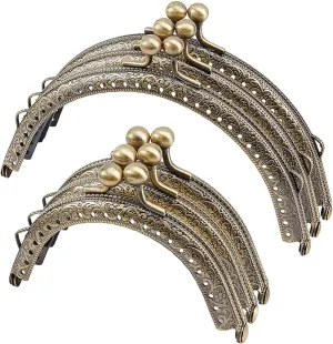 PH PandaHall 6pcs 2 Sizes Purse Clasp Frame, Bag Clasp Lock Frame 3.3" 4.9" Metal Arch Frame Coin Purse Tow Ball Kiss Clasp Clutch Frames Purse for DIY Handle Bag Sewing Craft
