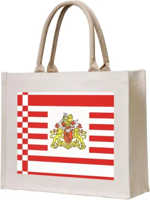 PHAYAH Canvas Tote Standing Gift Bags Great For, Birthday, Beach, Holiday, Travel Shopping. Flag Of The Senate Of Bremen Pattern.