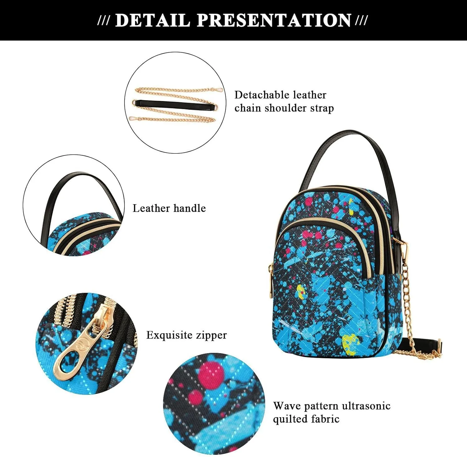 Phone Purse Women's Crossbody Handbags Quilted Small Leather Crossbody Bags Shoulder Bag for Women Girls Cherries