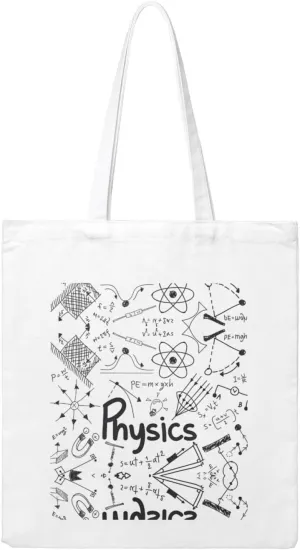 Physics Print Heat Transfer Canvas Shopping Bag â€“ Reusable Tote Bag for Women - Personalized Picnic Beach Travel Bag, Beige, One Size