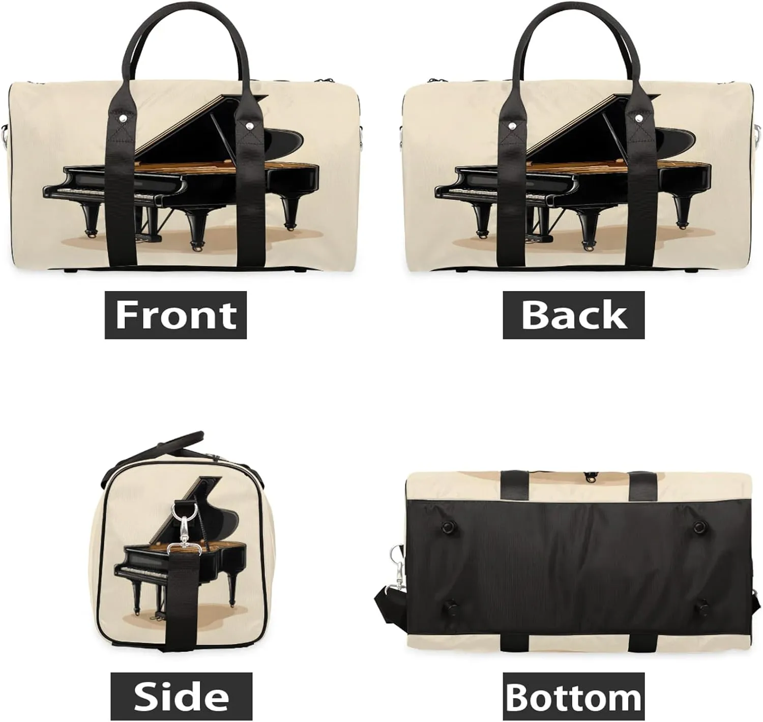 Piano Duffle Bag for Travel, Overnight Weekend Gym Carry On Luggage Bag, Music Travel Duffel Bag for Men Women
