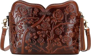 PIJUSHI Designer Leather Handbags for Women Ladies Floral Crossbody Shoulder Bags Clutch Purse