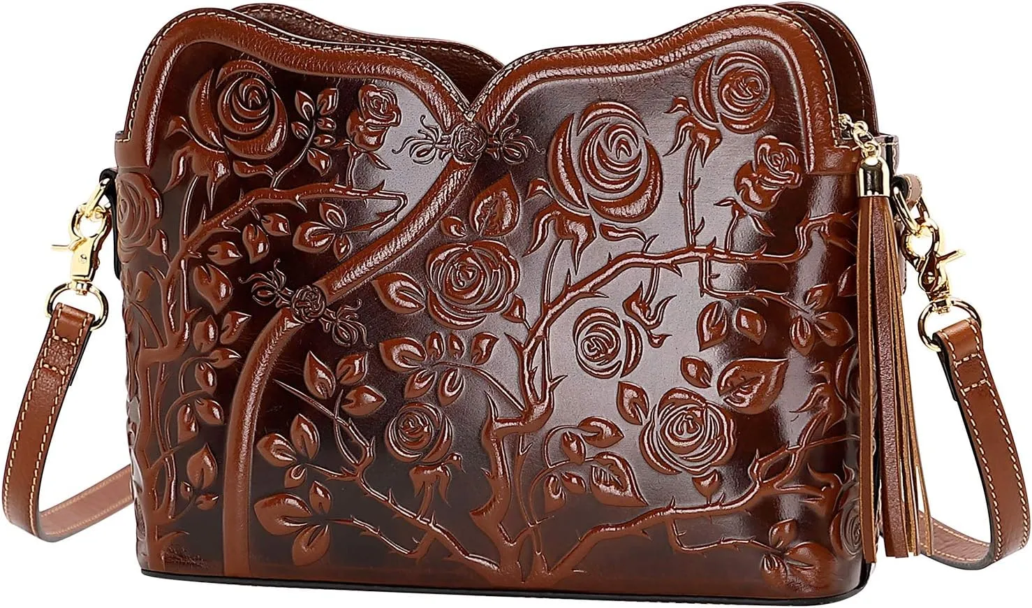 PIJUSHI Designer Leather Handbags for Women Ladies Floral Crossbody Shoulder Bags Clutch Purse