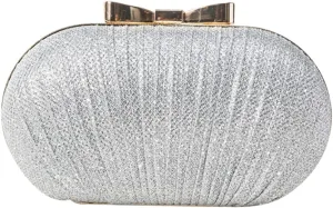 Pleated Evening Bag for Women Sequin Clutch Bag Ladies Sparkly Handbag Bridal Wedding Purse Glitter Shoulder Bag