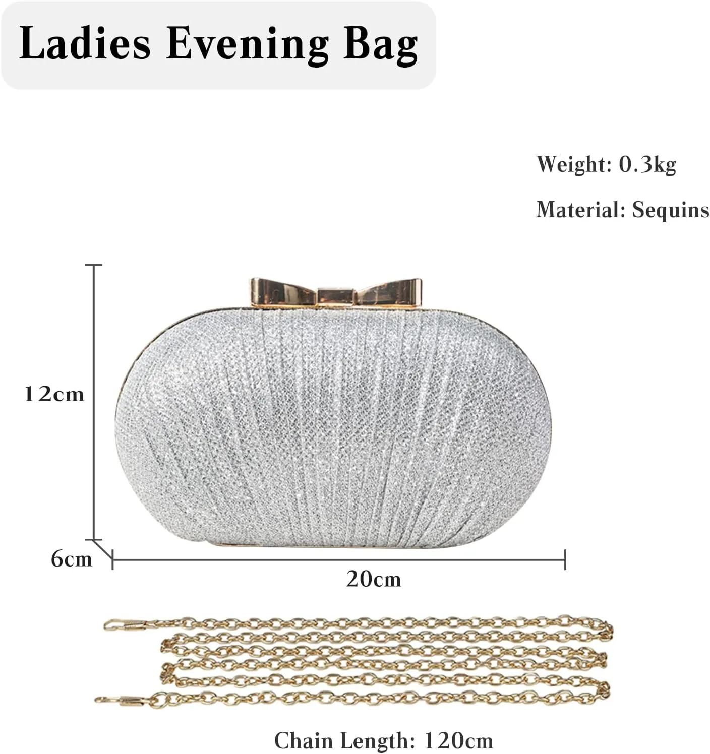 Pleated Evening Bag for Women Sequin Clutch Bag Ladies Sparkly Handbag Bridal Wedding Purse Glitter Shoulder Bag