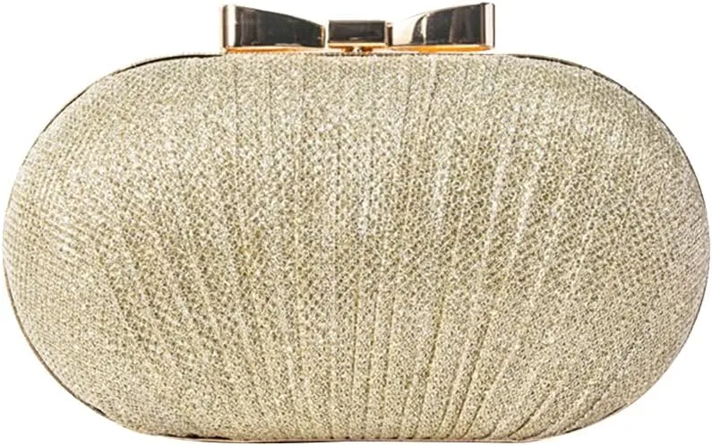 Pleated Evening Bag for Women Sequin Clutch Bag Ladies Sparkly Handbag Bridal Wedding Purse Glitter Shoulder Bag