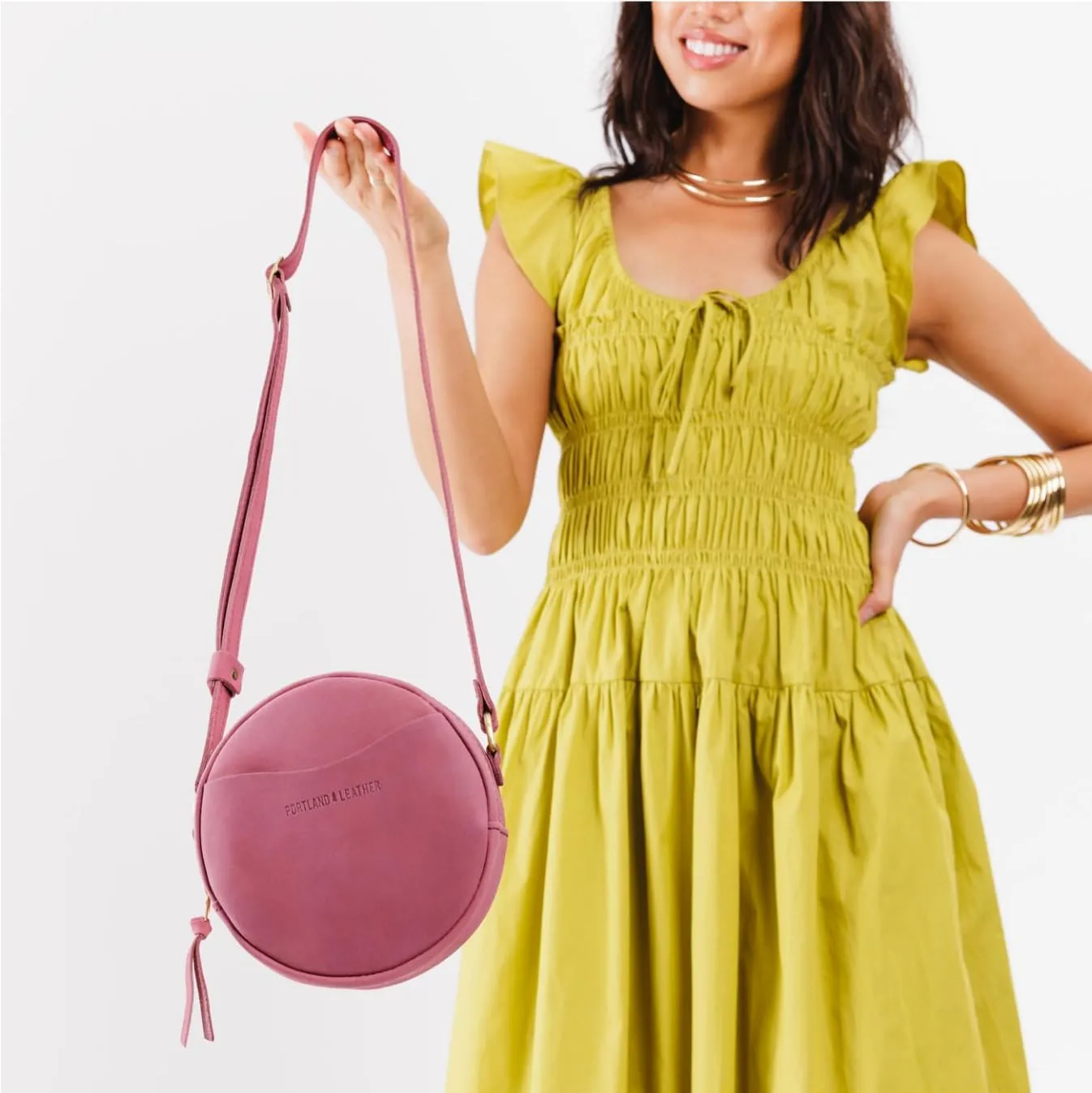 Portland Leather Goods Circle Crossbody Bag for Women – Handmade from the Finest Full-Grain Hides