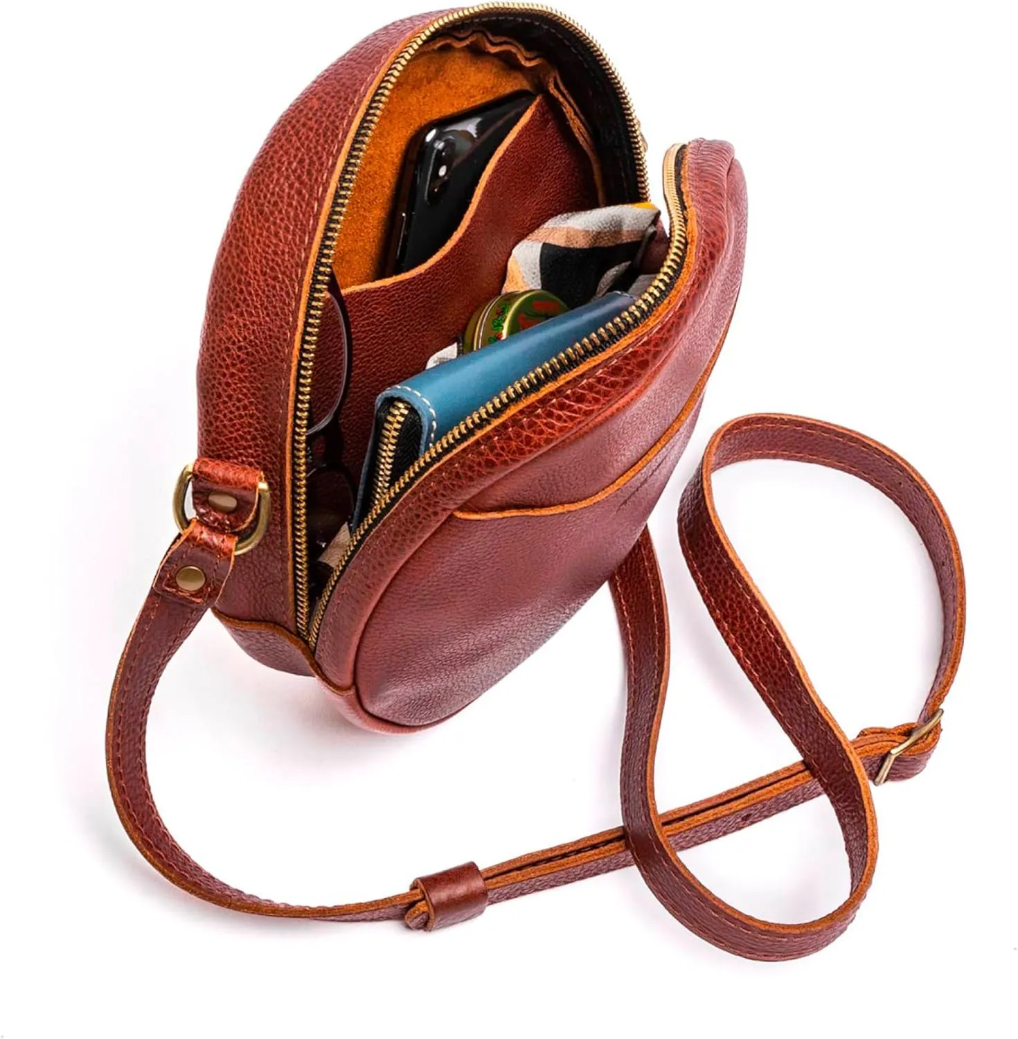 Portland Leather Goods Circle Crossbody Bag for Women – Handmade from the Finest Full-Grain Hides
