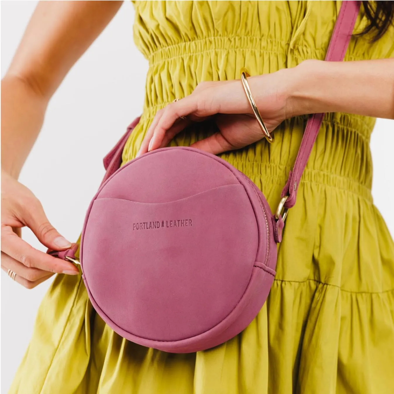 Portland Leather Goods Circle Crossbody Bag for Women – Handmade from the Finest Full-Grain Hides