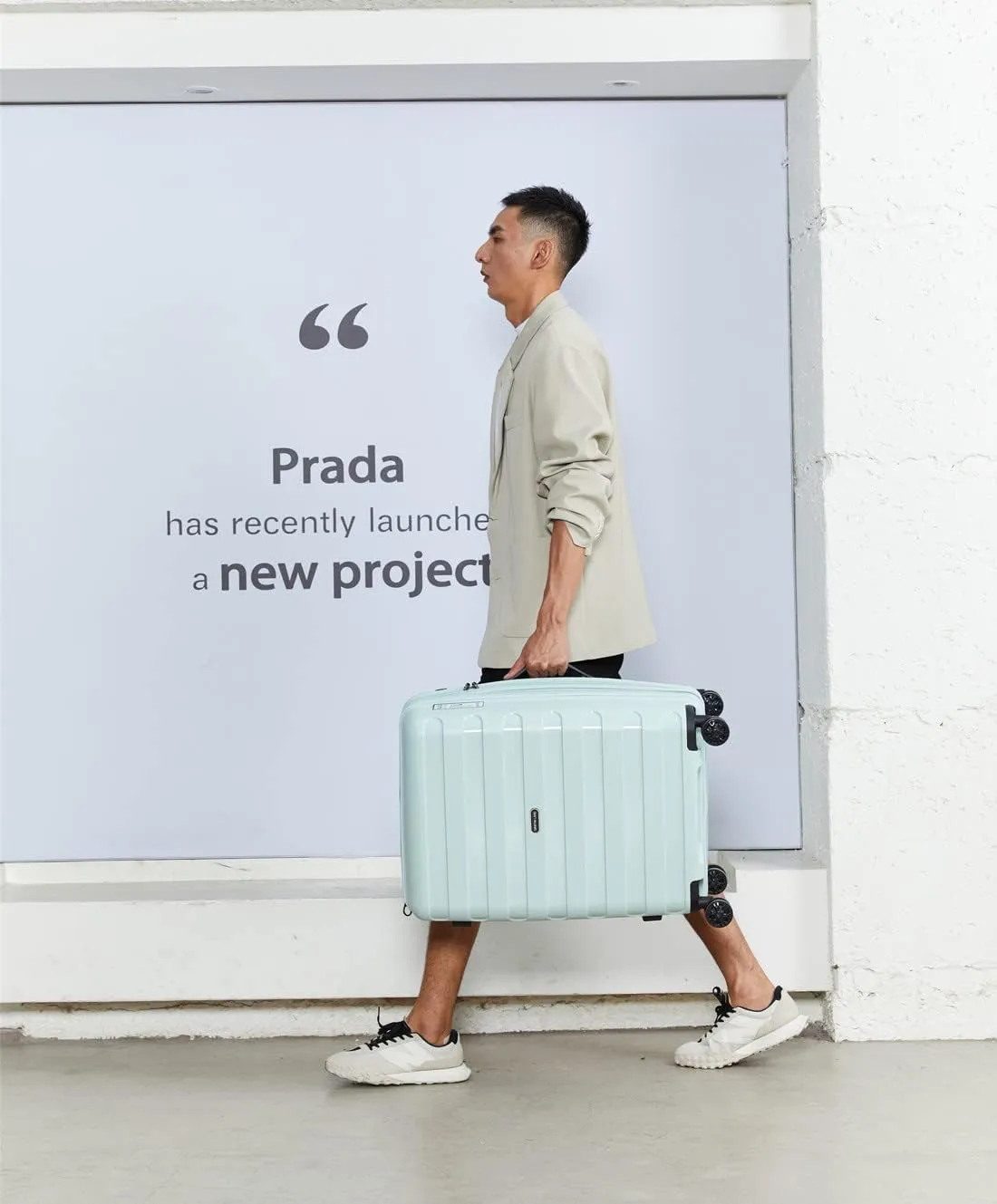 PP material 2-piece expandable luggage sets with Spinner Wheels， Suitcase with TSA Lock，Large Luggage for Family Travel carry on 20 28，Azure water color