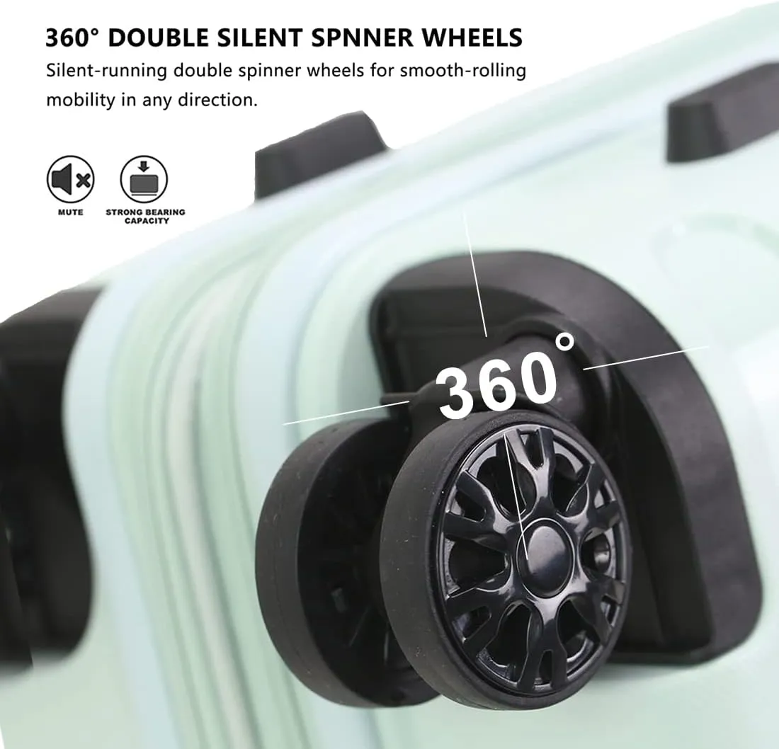 PP material 2-piece expandable luggage sets with Spinner Wheels， Suitcase with TSA Lock，Large Luggage for Family Travel carry on 20 28，Azure water color