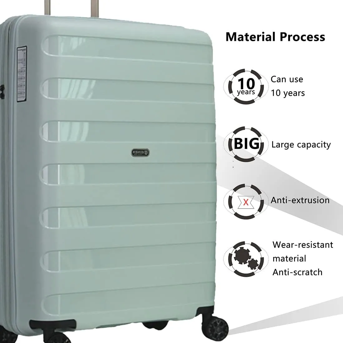PP material 2-piece expandable luggage sets with Spinner Wheels， Suitcase with TSA Lock，Large Luggage for Family Travel carry on 20 28，Azure water color