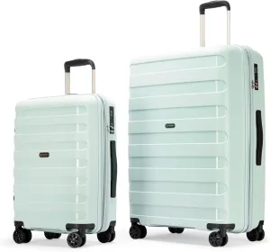 PP material 2-piece expandable luggage sets with Spinner Wheels， Suitcase with TSA Lock，Large Luggage for Family Travel carry on 20 28，Azure water color