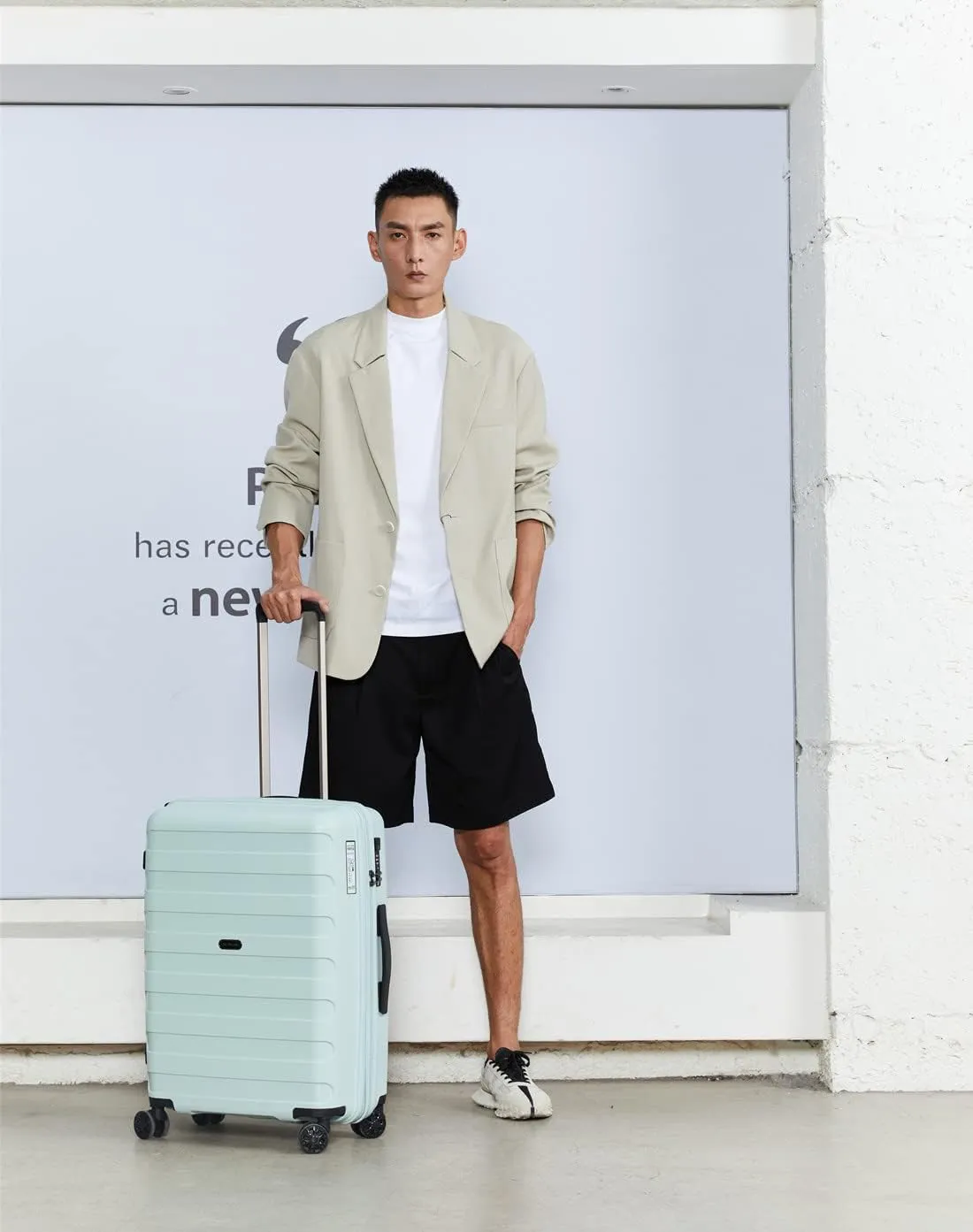 PP material 2-piece expandable luggage sets with Spinner Wheels， Suitcase with TSA Lock，Large Luggage for Family Travel carry on 20 28，Azure water color