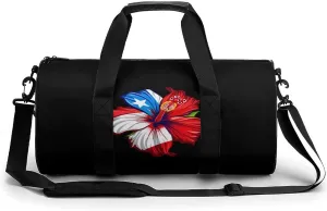 PR State Culture Roots Amapola Boricua Flag Hibiscus Gym Bag Lightweight Duffel Bag Workout Bag Overnight Backpack Travel Bags for Men Women