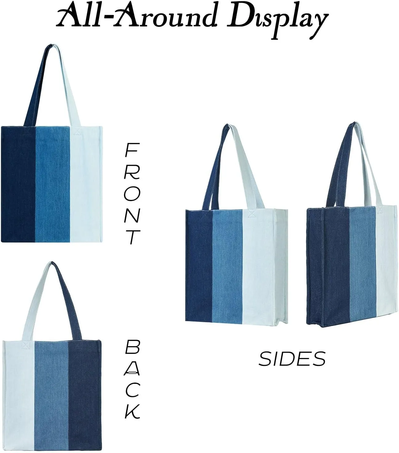 Premium Colorblock Denim Tote Bag for Women – 2025 Summer Lightweight Foldable Large Designer Shoulder Bag with Pockets