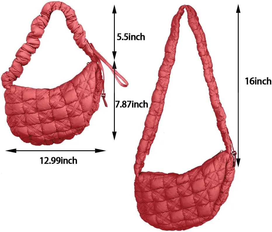Puffer Bag Quilted Padded Tote Bags for Women Puffy Hobo Purse Lightweight Down Cotton Crossbody Shoulder Bag