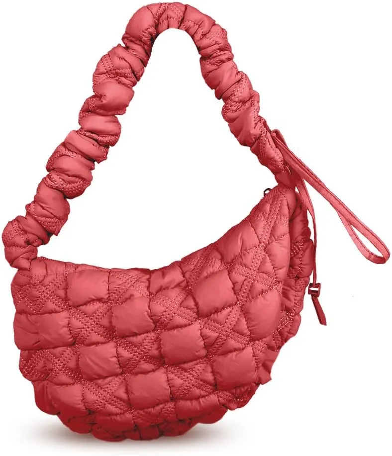 Puffer Bag Quilted Padded Tote Bags for Women Puffy Hobo Purse Lightweight Down Cotton Crossbody Shoulder Bag
