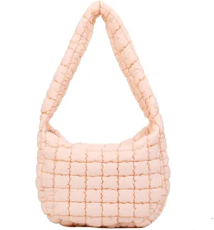 Puffer Carryall Tote Bag for Women Quilted Shoulder Bag for Travel Lightweight Cotton Padded Hobo Handbag
