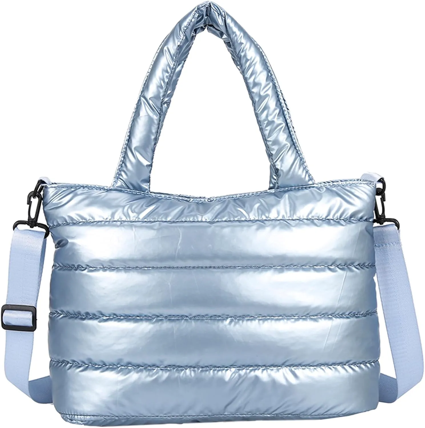 Puffer Carryall Tote Bag for Women Quilted Shoulder Bag for Travel Lightweight Cotton Padded Hobo Handbag