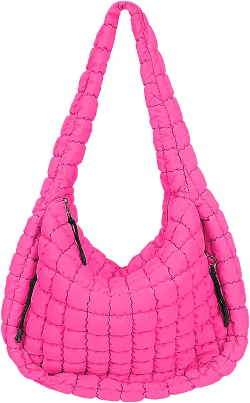 Puffer Crossbody Bag Lightweight Quilted Puffer Tote Bag Puffy Shoulder Bag Quilted Hobo Bags for Women