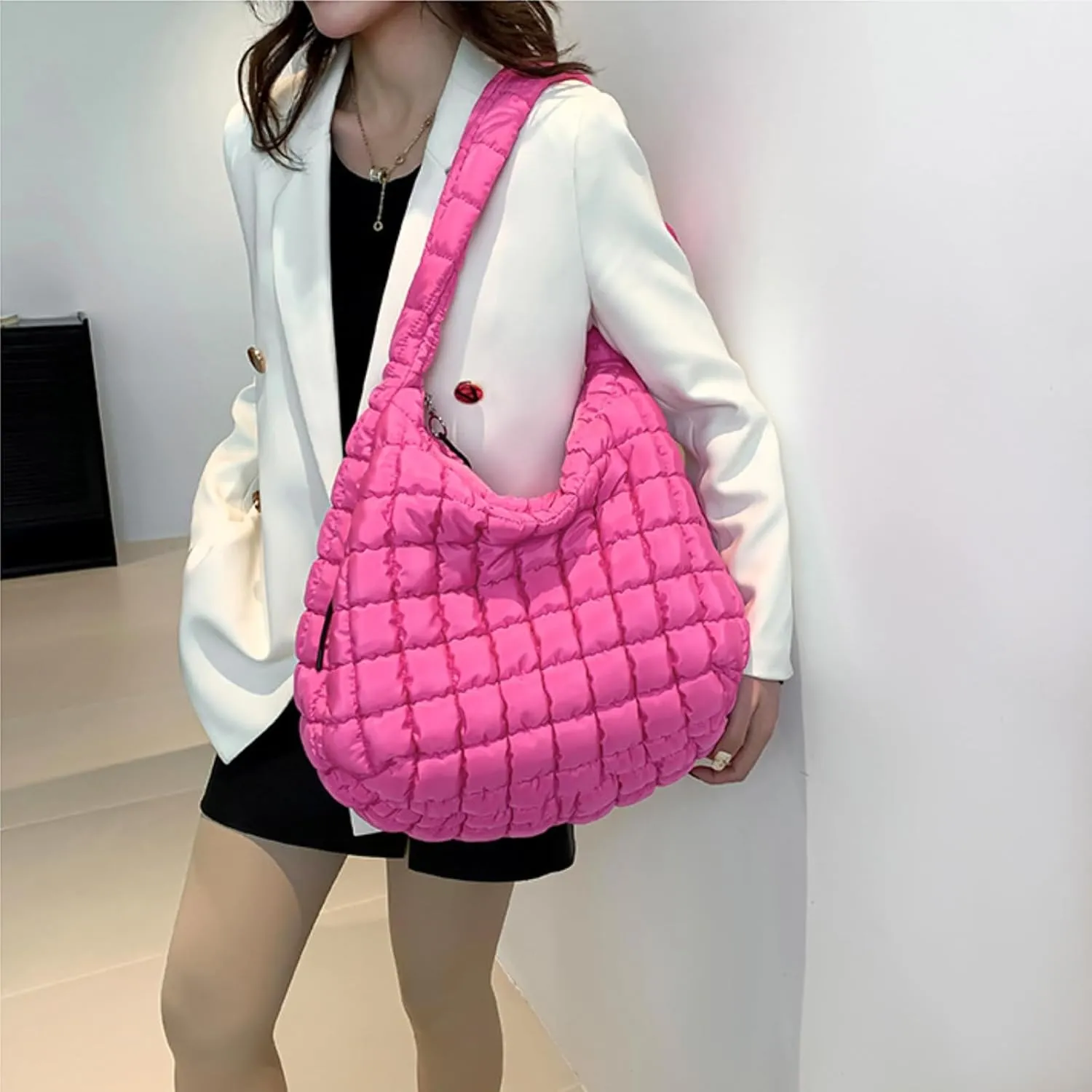 Puffer Crossbody Bag Lightweight Quilted Puffer Tote Bag Puffy Shoulder Bag Quilted Hobo Bags for Women
