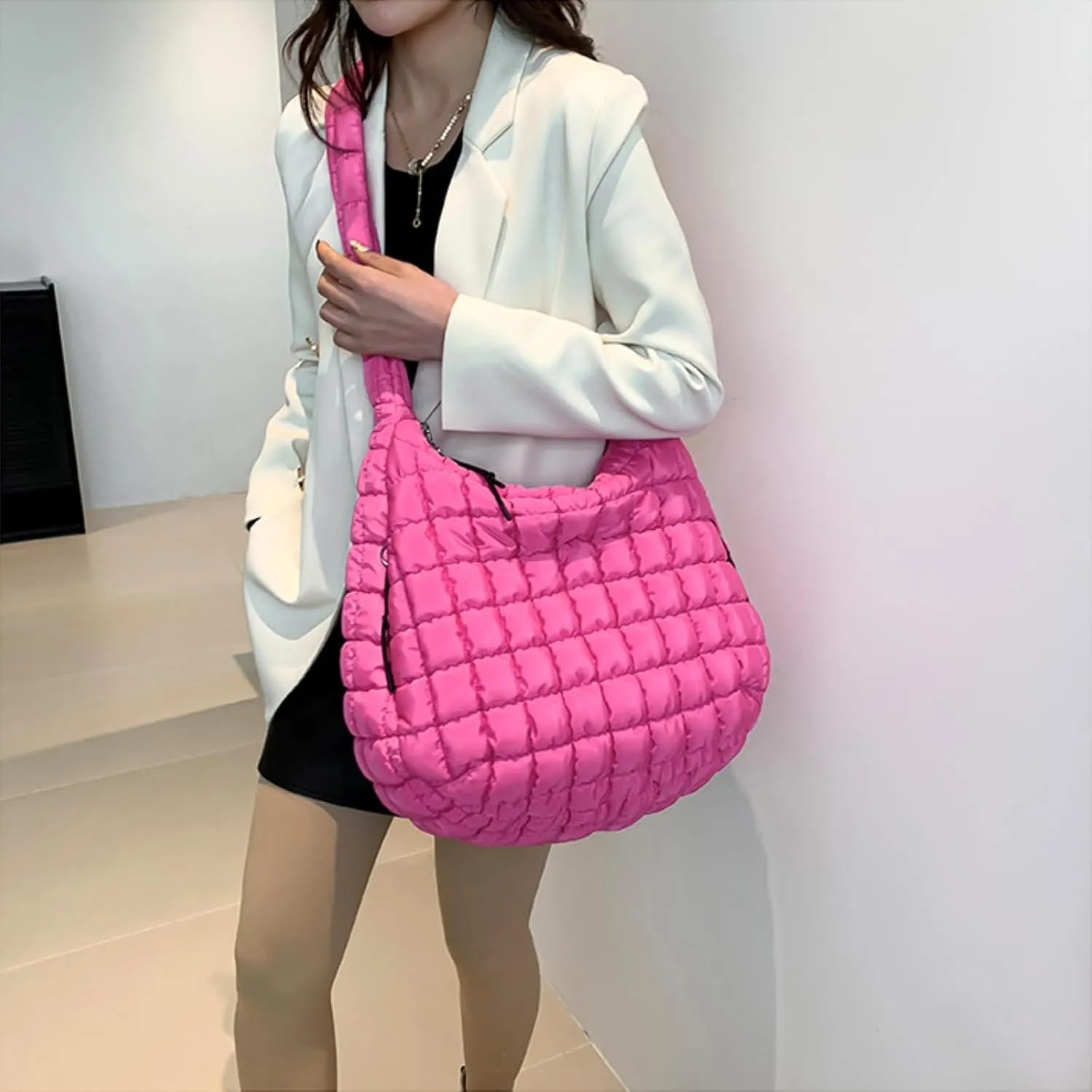 Puffer Crossbody Bag Lightweight Quilted Puffer Tote Bag Puffy Shoulder Bag Quilted Hobo Bags for Women