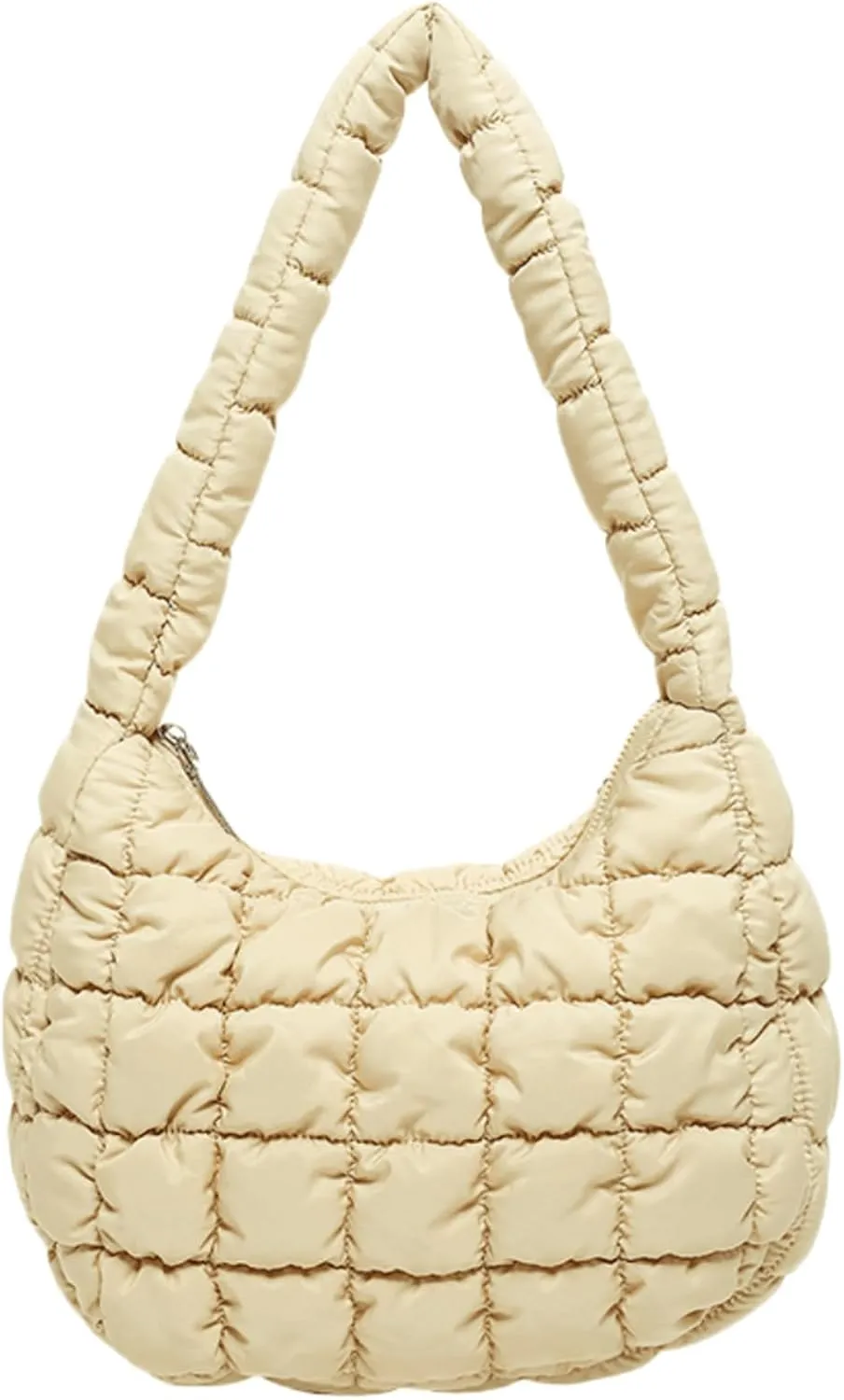 Puffer Quilted Shoulder Bag for Women Handbag Puffy Hobo Nylon Padded Tote Bag Soft Purse Lightweight