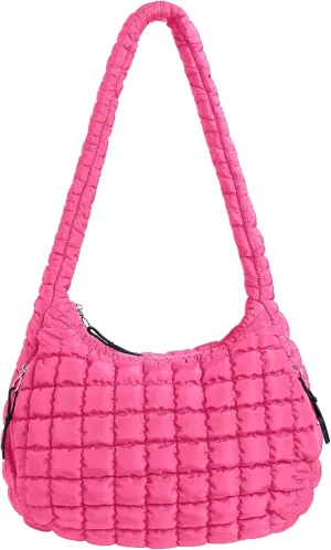Puffer Quilted Shoulder Bag for Women Padding Shoulder Bag Puffy Hobo Bag Trendy Tote Bag 2025