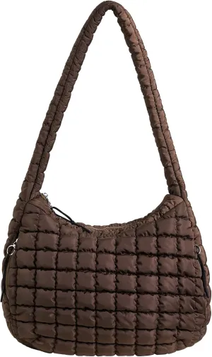 Puffer Quilted Shoulder Bag for Women Padding Shoulder Bag Puffy Hobo Bag Trendy Tote Bag 2025