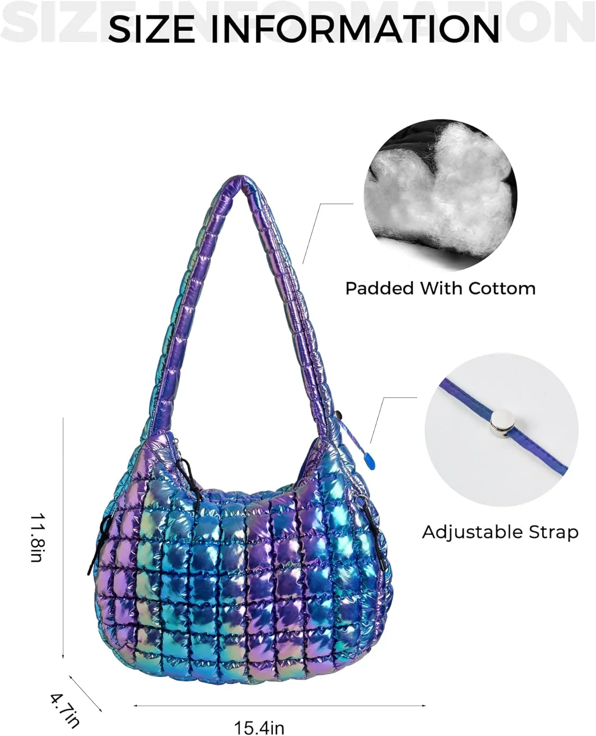 Puffer Quilted Shoulder Bag for Women Padding Shoulder Bag Puffy Hobo Bag Trendy Tote Bag 2025