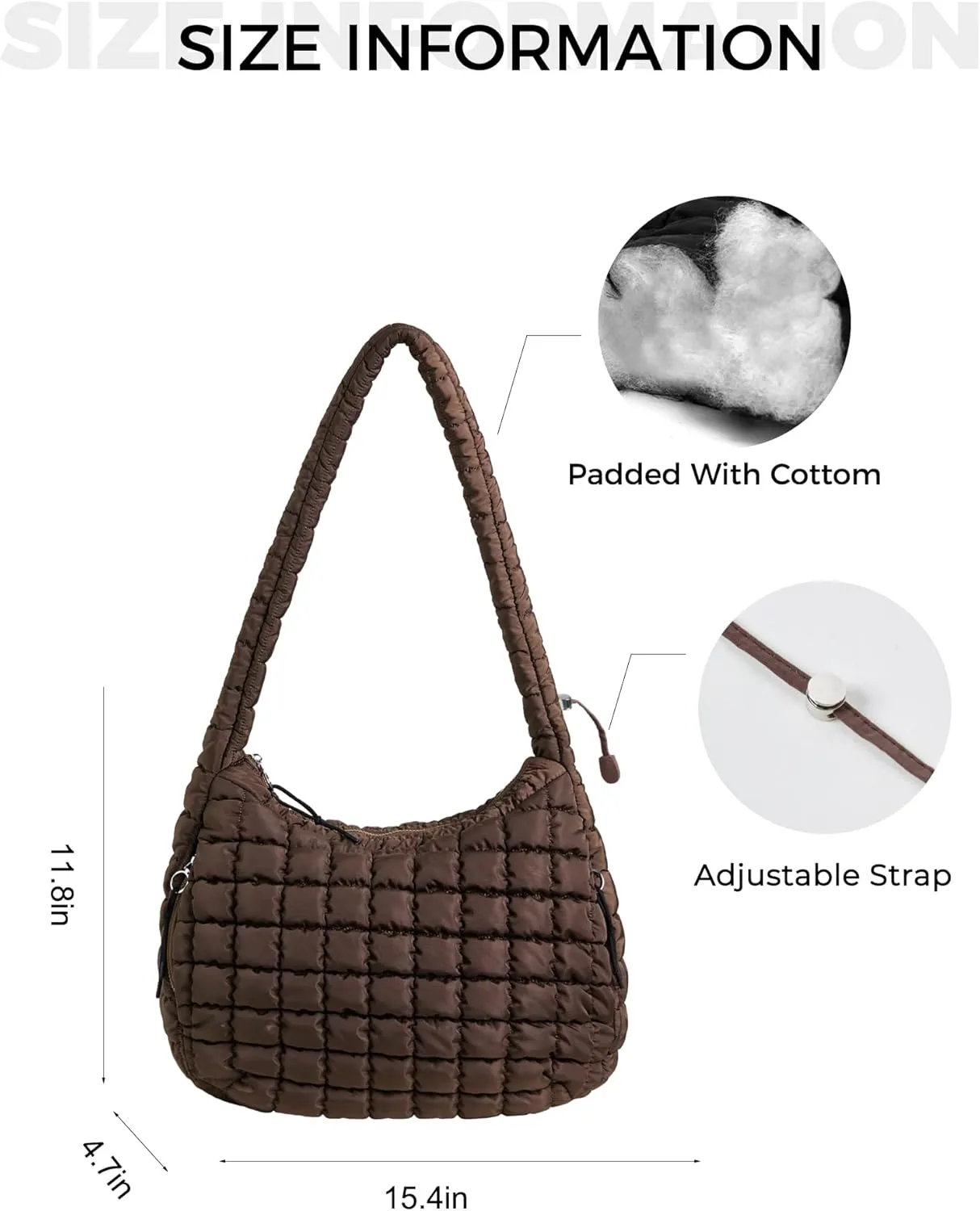 Puffer Quilted Shoulder Bag for Women Padding Shoulder Bag Puffy Hobo Bag Trendy Tote Bag 2025