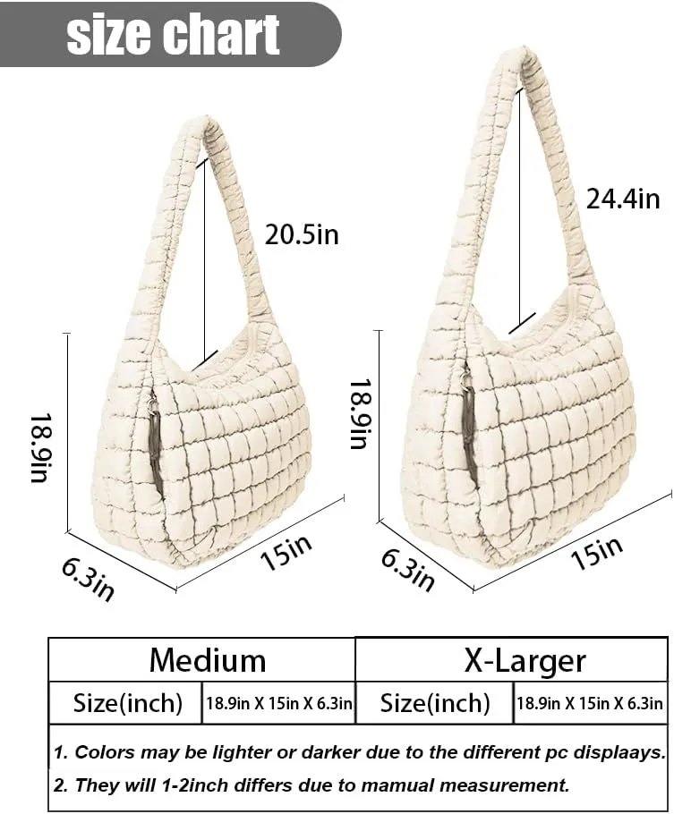Puffer Tote Bag for Women Large Lightweight Crossbody Shoulder Bag Quilted Puffy Hobo Handbags