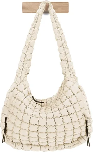 Puffer Tote Bag for Women Large Lightweight Crossbody Shoulder Bag Quilted Puffy Hobo Handbags