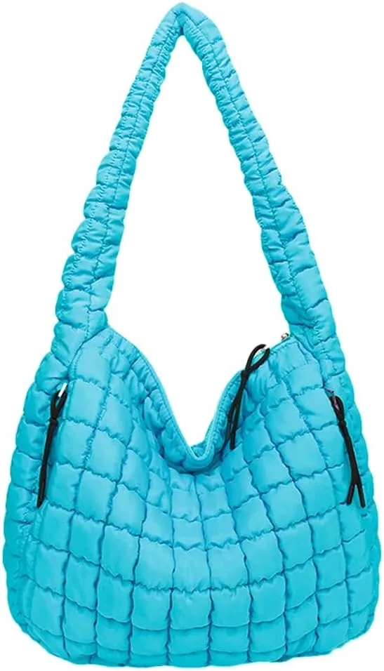 Puffer Tote Bag for Women Quilted Crossbody Bag Large Padding Shoulder Bag Soft Puff Purse Work Carryall Handbag