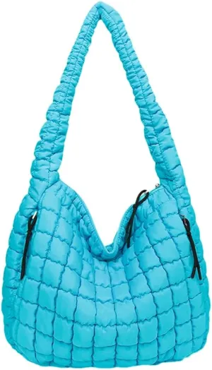 Puffer Tote Bag for Women Quilted Crossbody Bag Large Padding Shoulder Bag Soft Puff Purse Work Carryall Handbag
