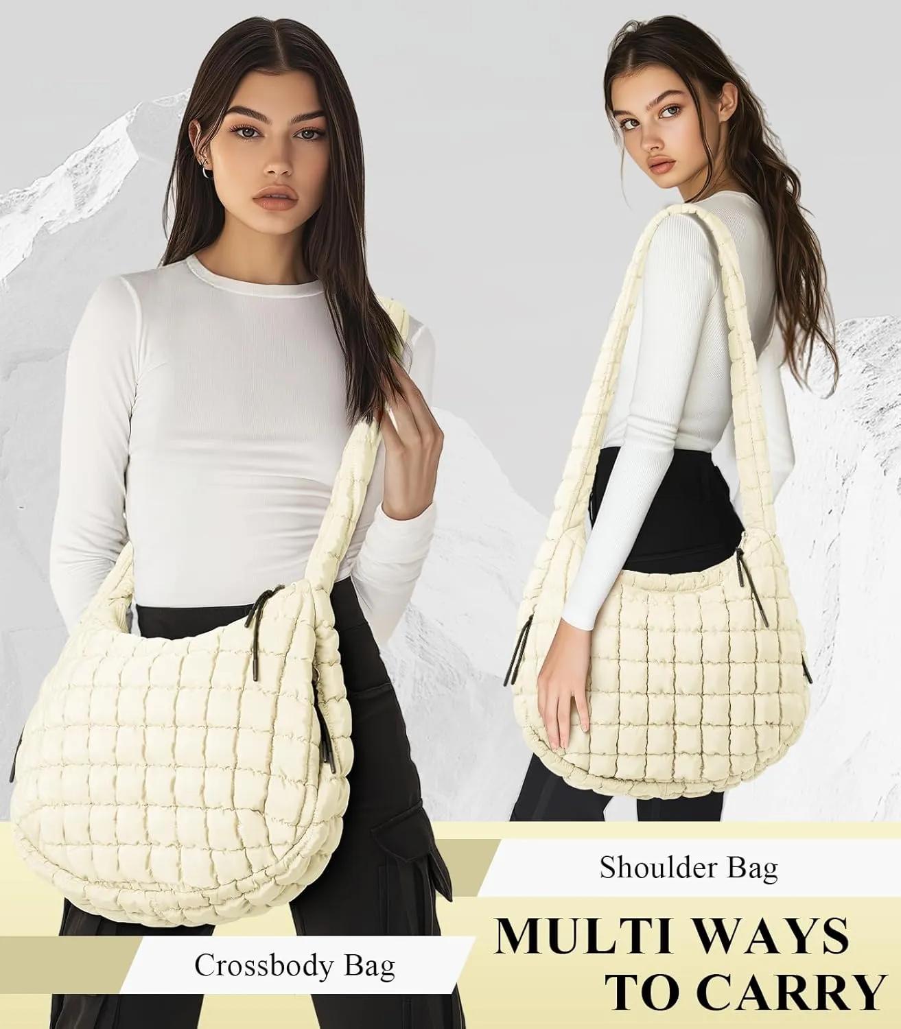 Puffer Tote Bag for Women, Quilted Tote Bag Puffer Bag, Large Quilted Crossbody Bags Carryall Bag, Hobo Bags for Travel