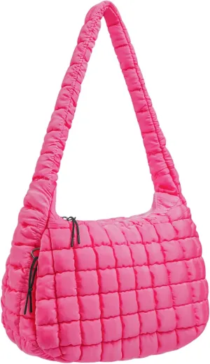 Puffer Tote Bag Quilted Crossbody for Women - Lightweight Puffy Bag