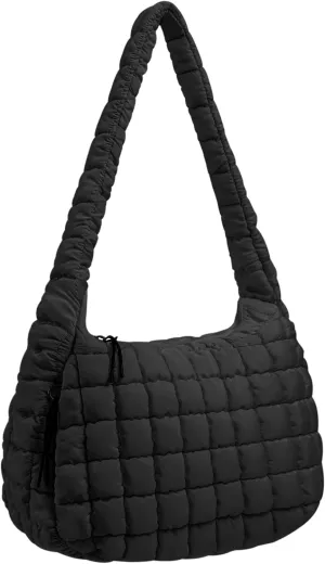 Puffer Tote Bag Quilted Crossbody for Women - Lightweight Puffy Bag