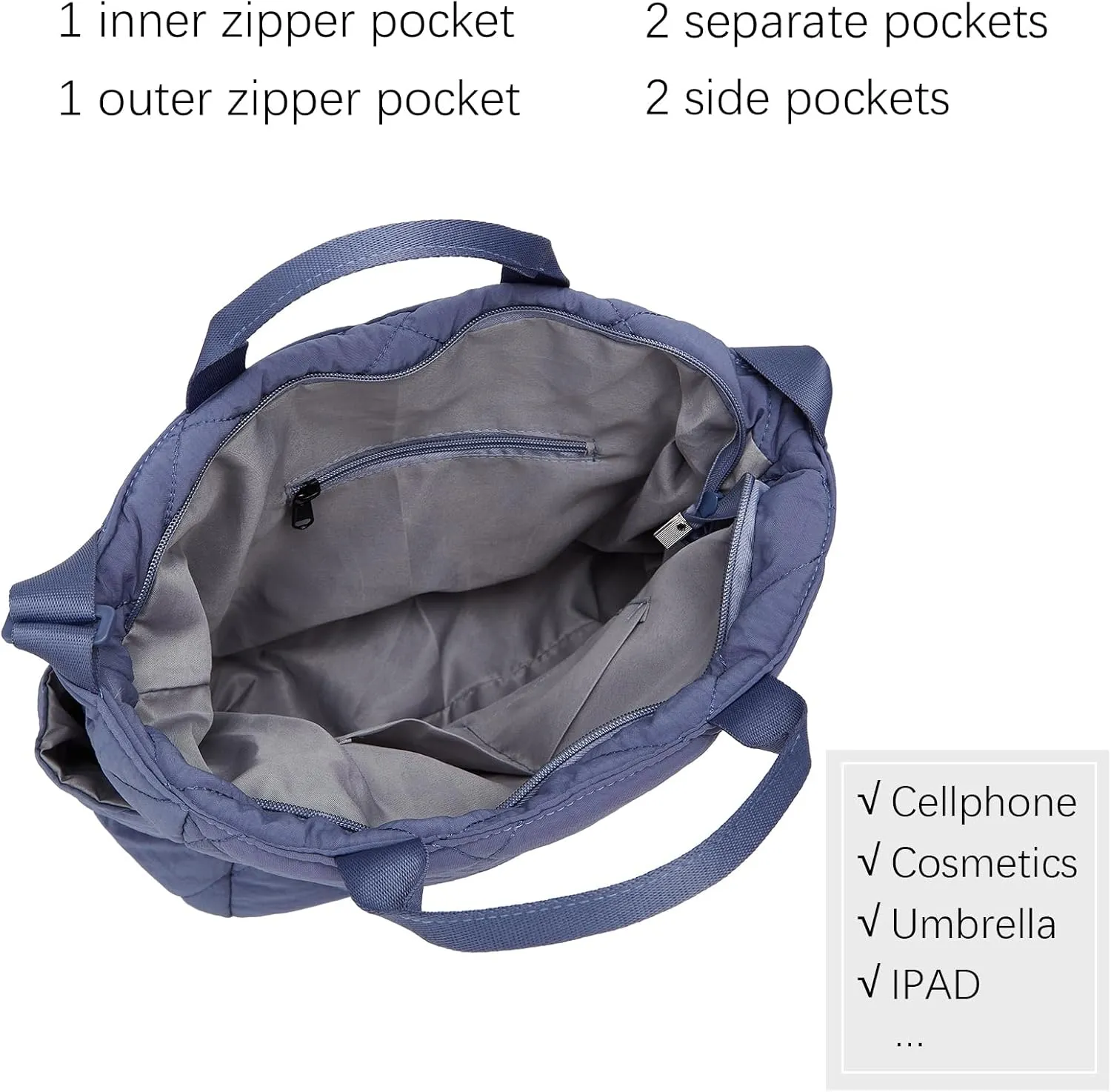 Puffer Tote Bag Women Quilted Crossbody Handbag Lattice Padded Puffy Purse Casual Satchel Bag